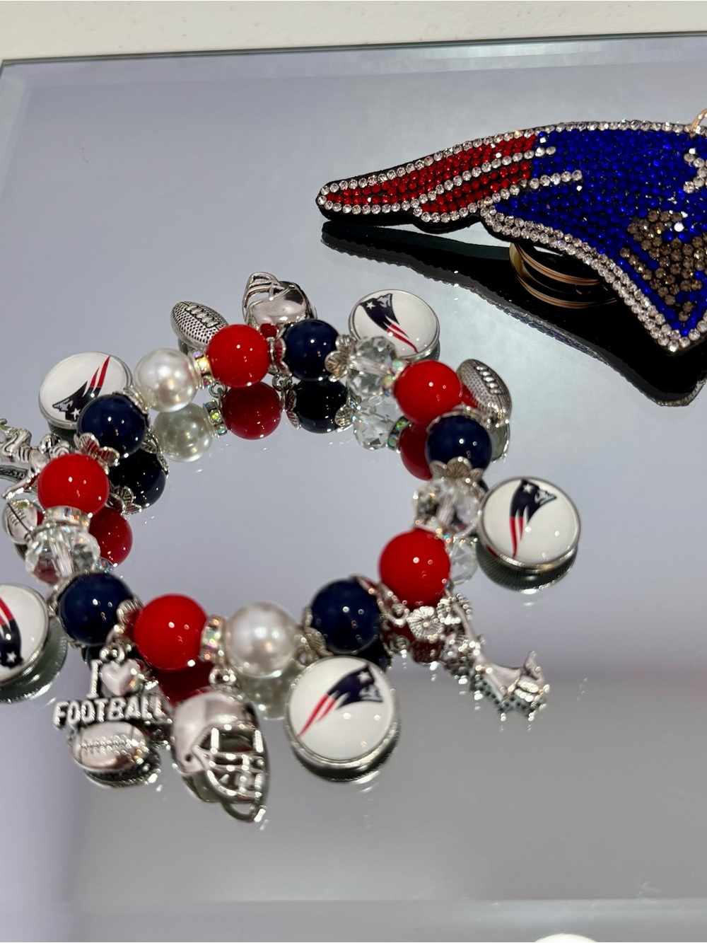 New England Patriots Charm Bracelet & Keychain Set